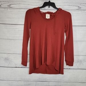 Freeloader Rusty Orange Hooded Sweater Top Sz Sm